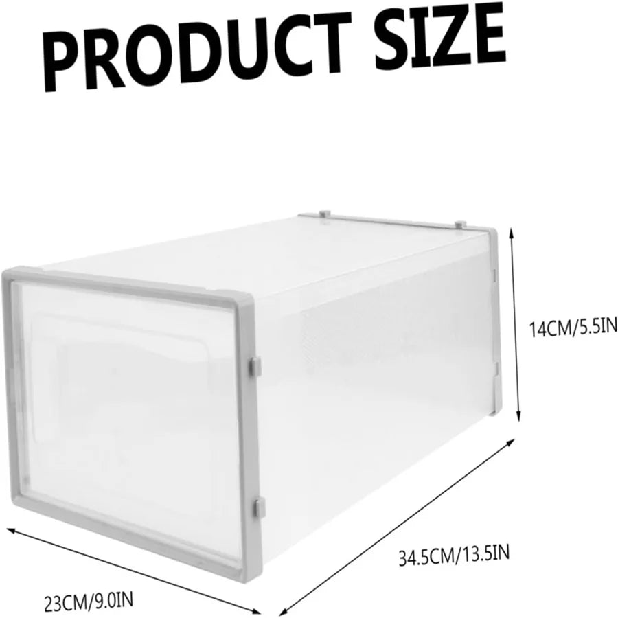 Wulfrumite 12 Pack Stackable Shoe Storage Boxes - Clear Plastic Sneaker Organizers, Space Saving Closet Storage