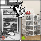 Wulfrumite 12 Pack Stackable Shoe Storage Boxes - Clear Plastic Sneaker Organizers, Space Saving Closet Storage